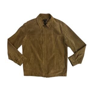 Access Mens Genuine Leather Suede Jacket Tan Brown Zip Vintage Medium